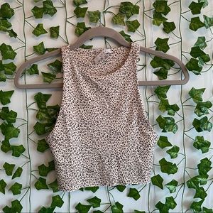 XS leopard print high neck cropped top